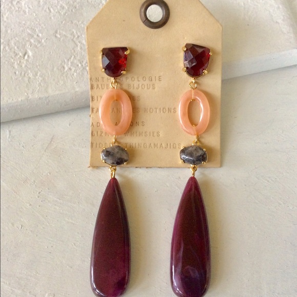 ANTHROPOLOGIE REBEKAH RESIN DROP EARRINGS NEW - Picture 6 of 8